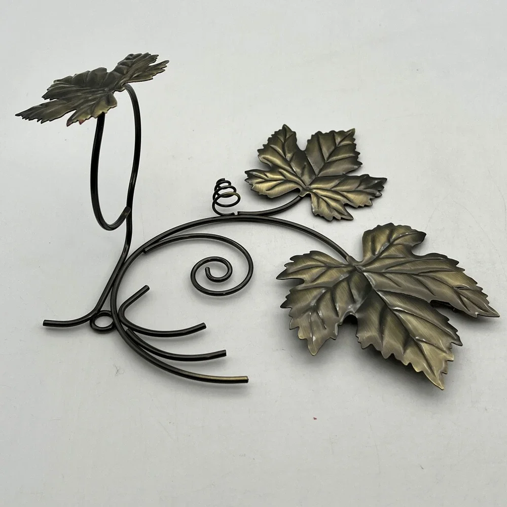 PartyLite Vintage Grape Leaf Metal Sconces Pair Bronze Tone Wall Candle Holders